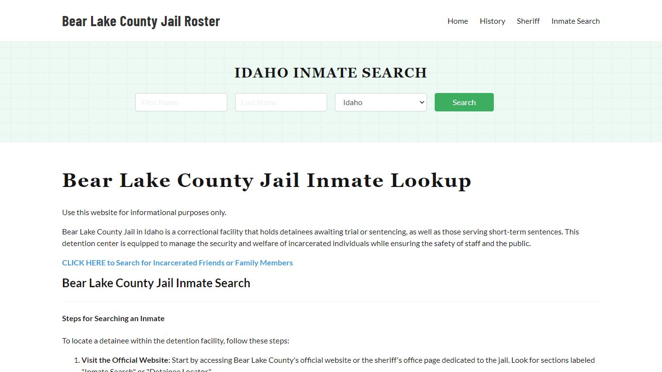 Bear Lake County Jail Roster Lookup, ID, Inmate Search