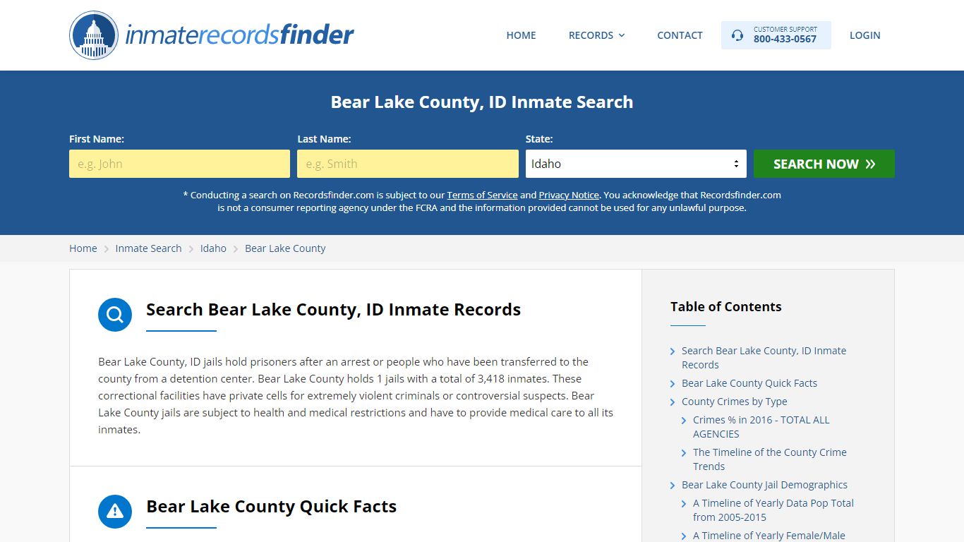 Bear Lake County, ID Inmate Lookup & Jail Records Online