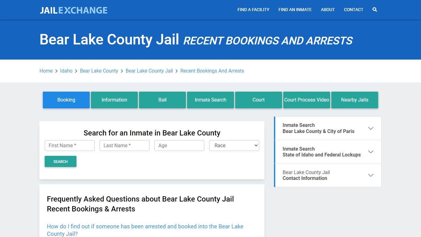 Bear Lake County Jail Recent Bookings And Arrests - Jail Exchange