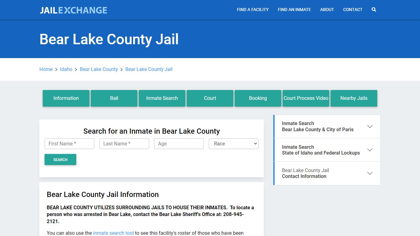 Bear Lake County Jail Roster Lookup, ID, Inmate Search