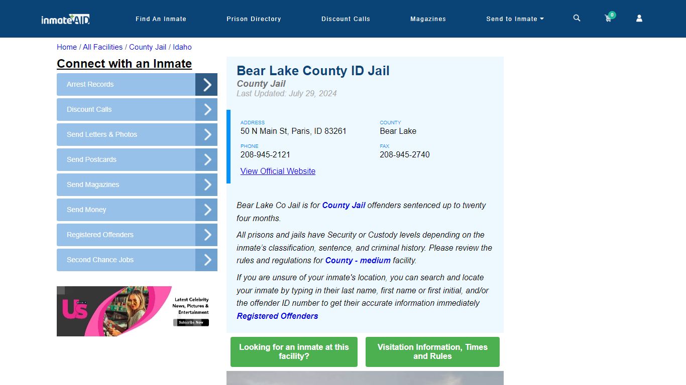 Bear Lake County ID Jail - Inmate Locator